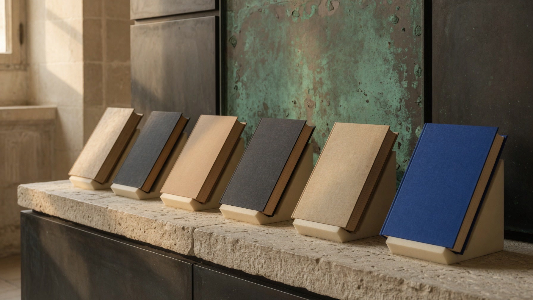 A closed archive box being handed across a table